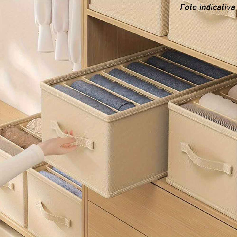 Organizer Armadio Per Jeans E Maglieria - 2 Contenitori Con 7/9 Scomparti, Tessuto Non Tessuto, Salvaspazio, 44x30x20cm