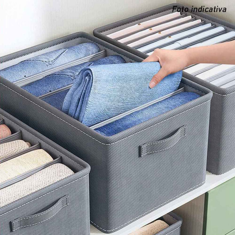 Scatole Portaoggetti Pieghevoli Per Armadio – 12 Scomparti Impilabili Per Jeans E Asciugamani – Grigio, Confezione Da 4