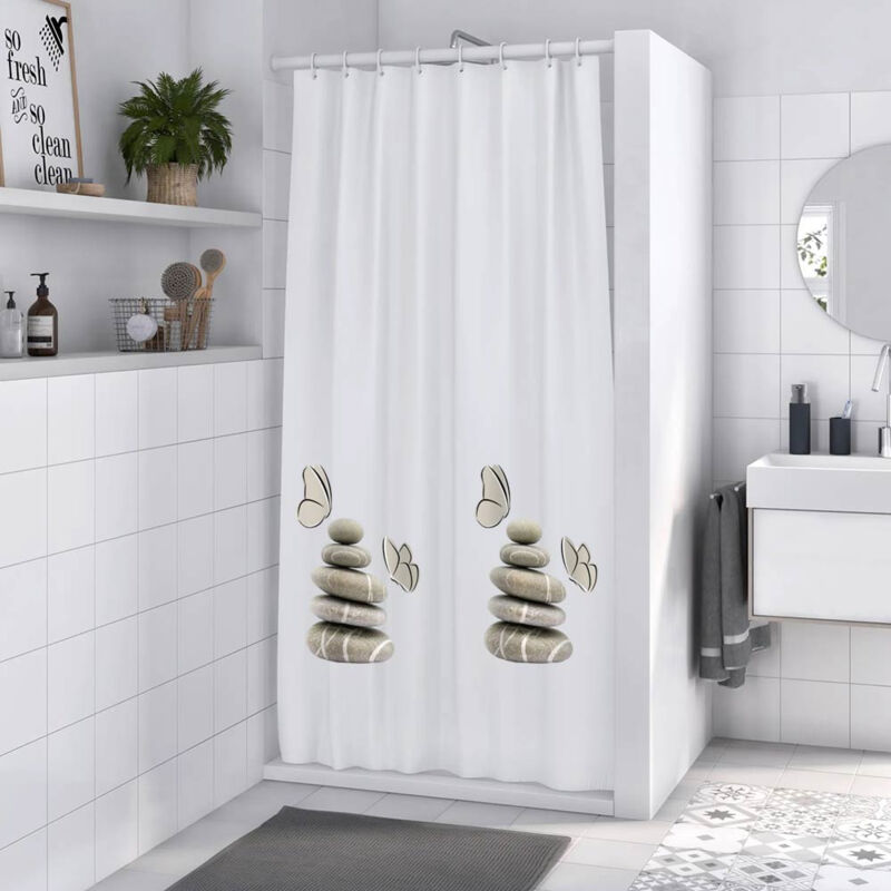 Tenda Doccia 140x180 Cm Stile Zen Giapponese - Basalto E Bambù Per Bagno Spa, Impermeabile E Lavabile - Foto 8