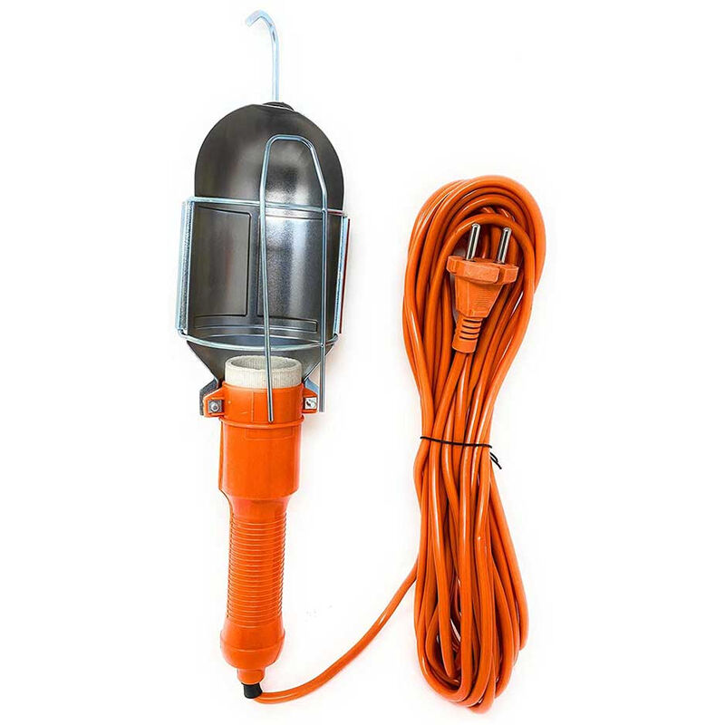 LAMPADA DA LAVORO PORTATILE CON CAVO 10m COLORE ARANCIONE CON LAMPADINA  ATTACCO E27