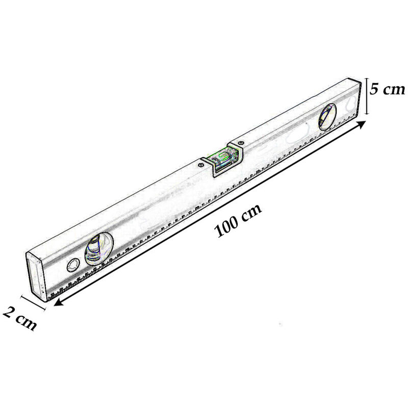 Livella In Alluminio Tubolare Magnetica 100 Cm - Con 3 Bolle Per Lavori Di Costruzione E Precisione
