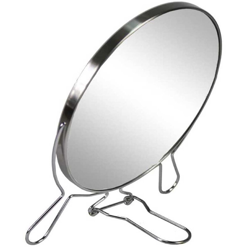Specchio cosmetico da Trucco con Zoom Regolabile Specchio di ingrandimento  Portatile per Barba rasatura Girevole da Tavolo ø 14 cm in Acciaio Cromat