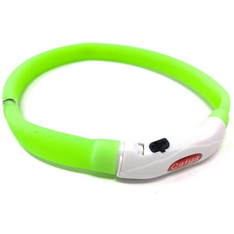 Collare a LED per Cani e Gatti Tubo Luminoso Ricaricabile USB Regolabile  Luce lampeggiante 50 cm verde