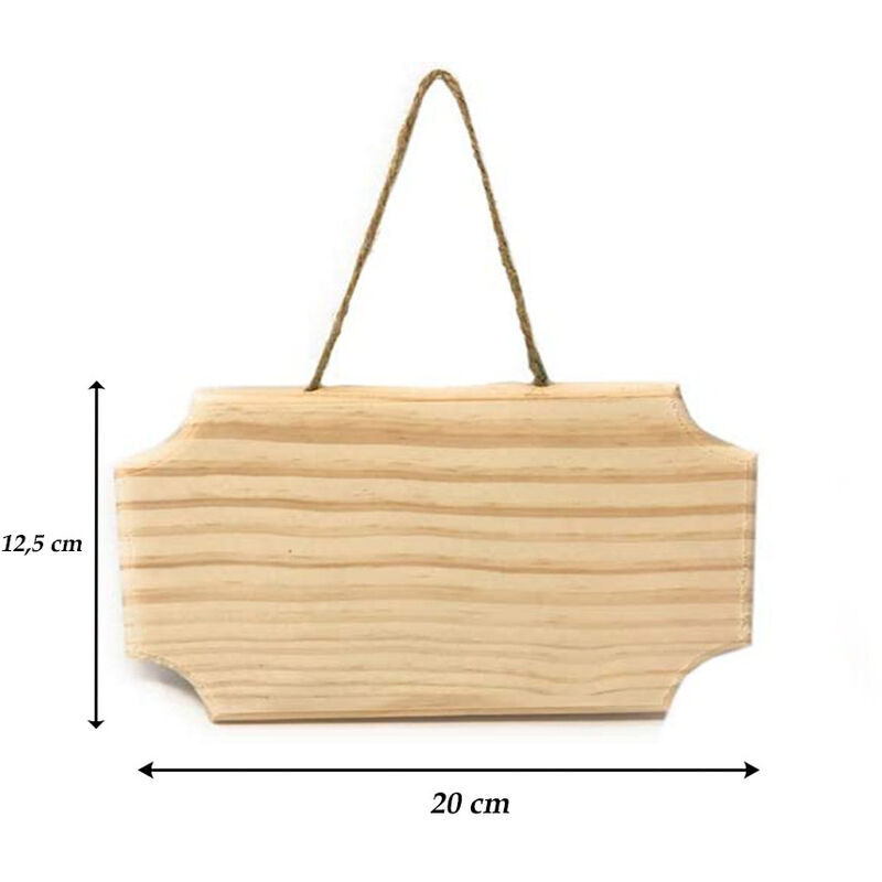 Targhetta In Legno 2 Pezzi Con Corda In Canapa Da Appendere Targa Personalizzabile Con Decoupage Pittura Appendino Per Porta Rettangolo 20X12,5X1 Cm - Foto 2