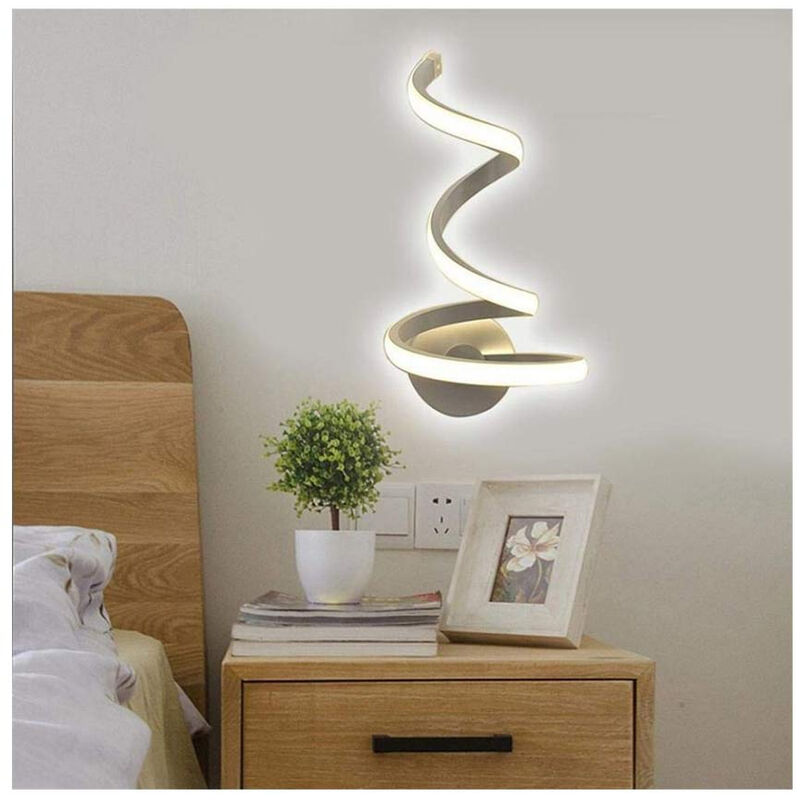 Applique moderno spirale a led 12 watt da parete lumetto abat jour lampada  da intrno a luce bianca 6500k