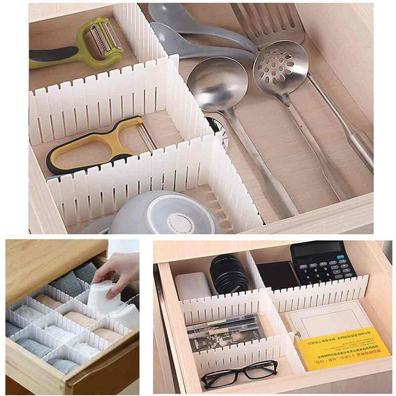 Divisori per cassetti 6 Pezzi Organizer per Biancheria Indumenti da cassetto  separatore ritagliabile Grigio