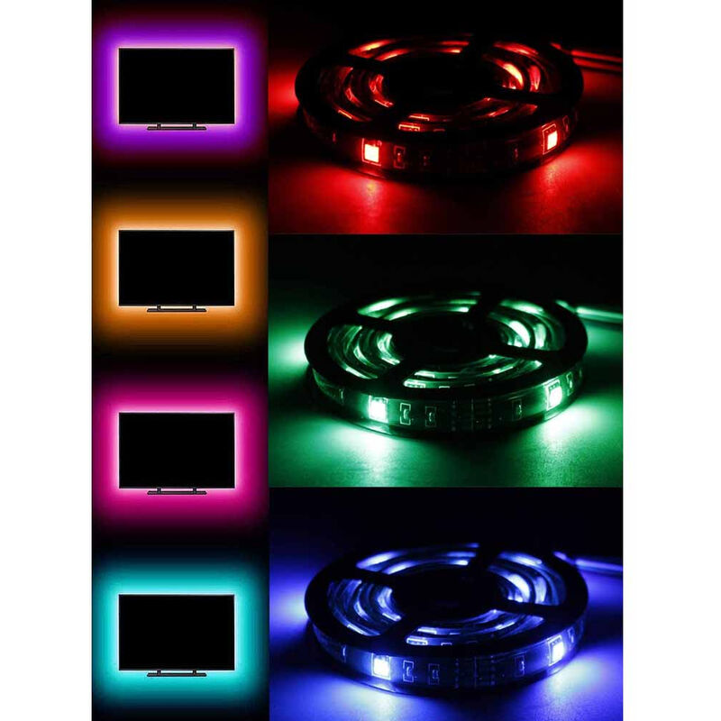 Striscia Led USB 5V retroilluminazione per TV 2,5W SMD 5050 4x50cm IP65 RGB  Aigostar 