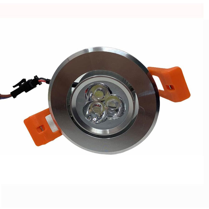 Faretto 3 led ad incasso 3 watt mini spot punto luce tondo luce bianca 6500k  driver e bordo argento orientabile 30°