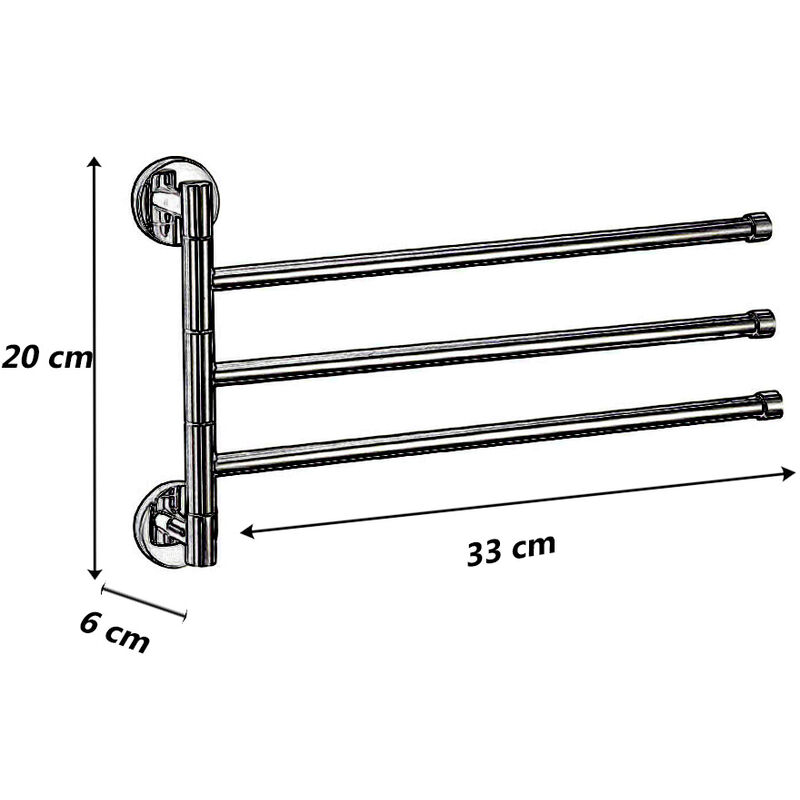 Portasciugamani Da Porta A 3 Barre - Acciaio Inox, Salvaspazio, Per Bagno, Argento - Foto 3