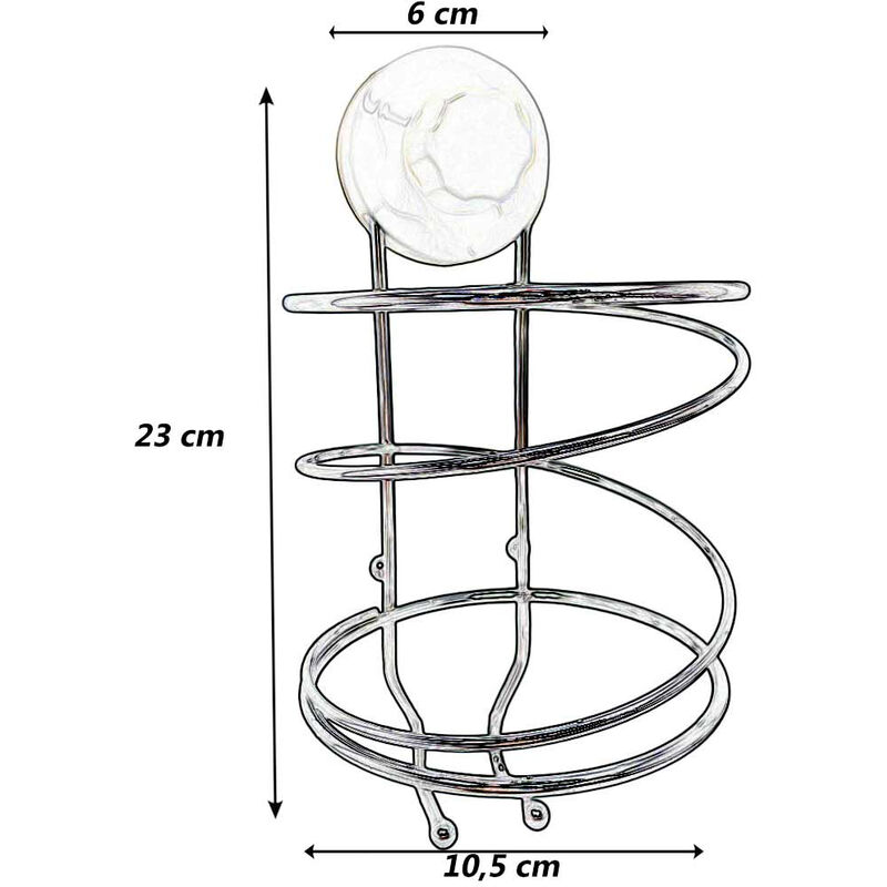 Porta phon da Parete in Acciaio con Ventosa Adesiva Supporto per  asciugacapelli Fissaggio Senza Fori e Viti