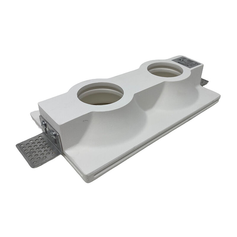 Portafaretto da incasso in gesso a scomparsa doppio diffusore rettangolare  supporto per faretti gu10 e mr16