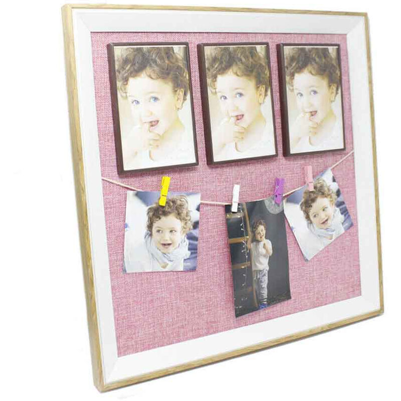 Cornice portafoto 7 fotografie telaio in legno con mollette per foto idea  regalo rosa 64485