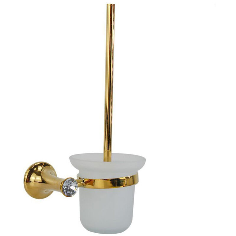 Porta scopino in acciaio oro bicchiere vetro satinato con punto luce  cristallo in acrilico accessori bagno