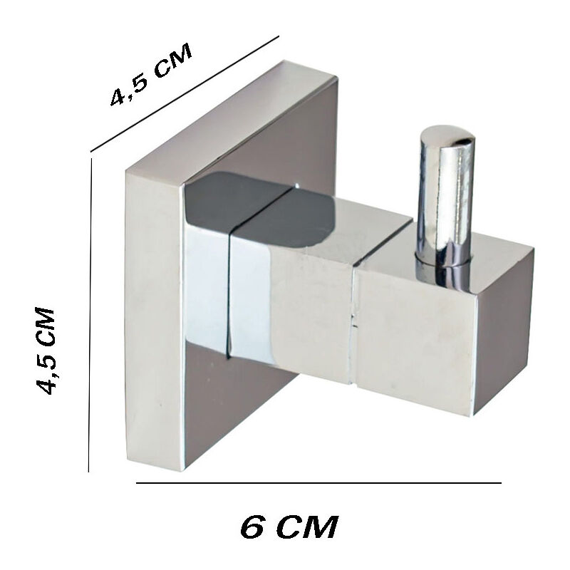 Gancio per accappatoio e asciugamani da muro in acciaio fissaggio con viti  o senza viti appendino arredo bagno