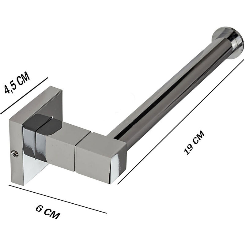 Porta rotolo per carta igienica da muro con coperchio basculante nero opaco  con viti e fisher