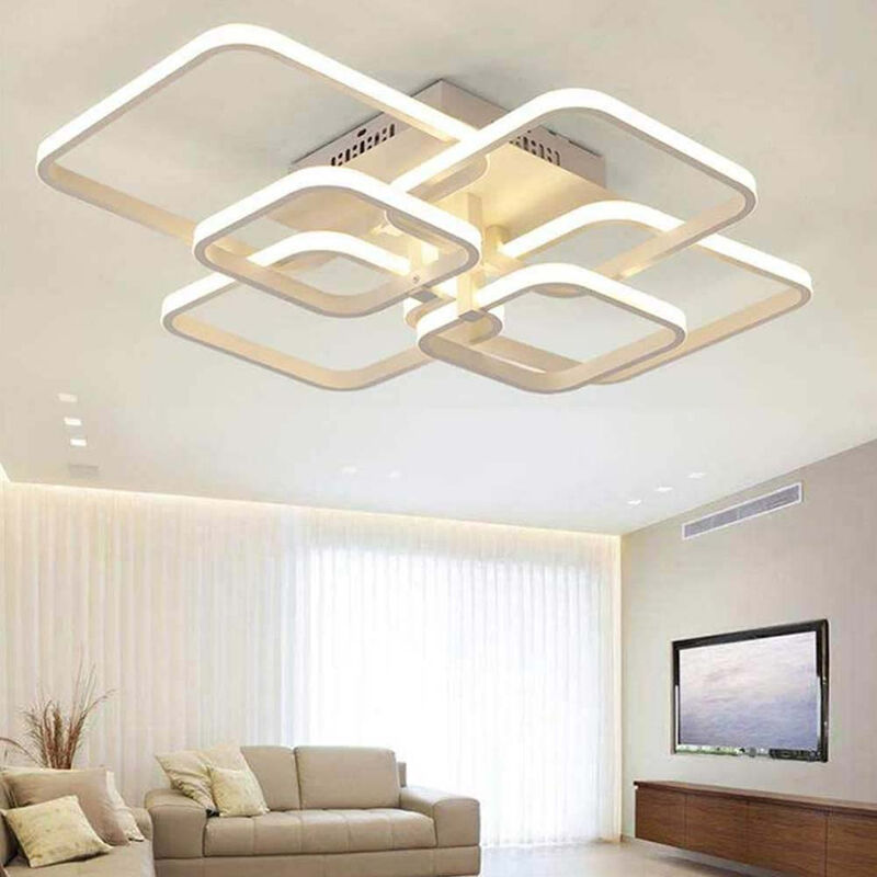 Plafoniera LED Soffitto 70CM, 60W 6700LM Lampada da Soffitto LED Moderna,  Luce Calda 3000K Lampadario LED Bianca a Forma di Fiore con 5 Luci per