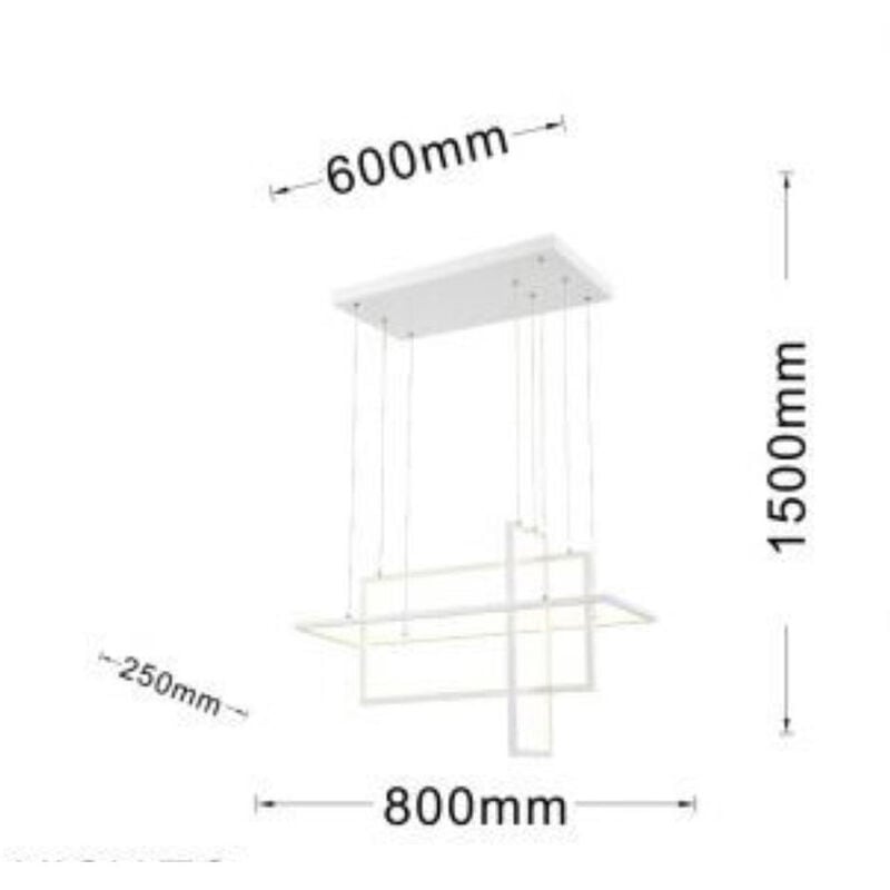 Lampadario led sospensione geometrico 76 watt 3 rettangoli moderno lampada  da soffitto 6080Lm luce naturale 4000k