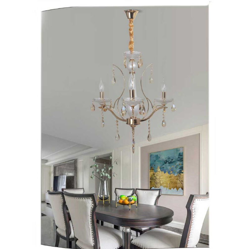 Lampadario sospeso classico con cristalli a 5 luci E14 design vintage  pendente nero bianco cucina camera