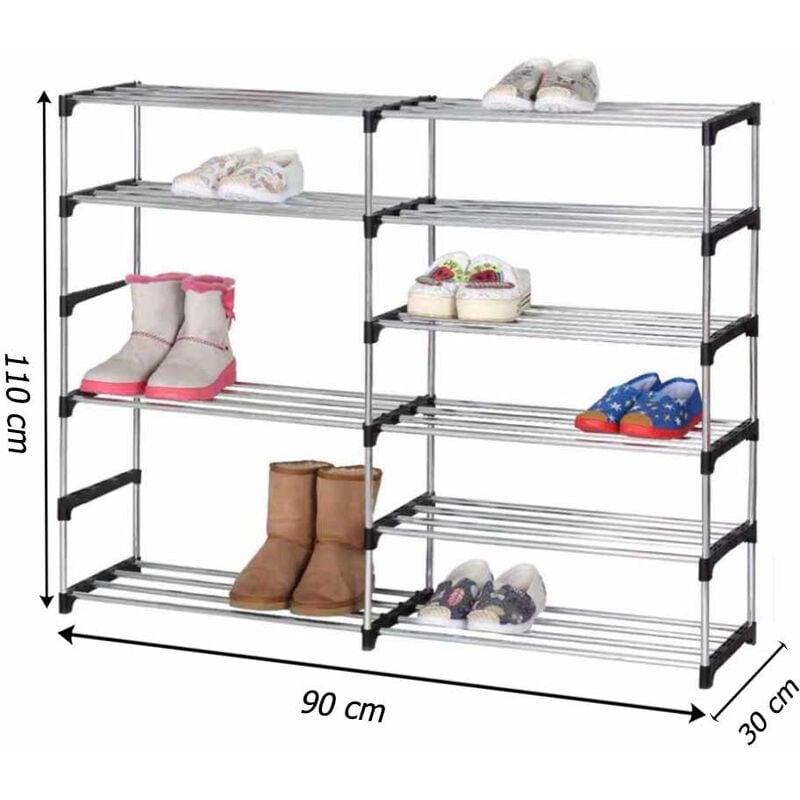 Scarpiera impilabile portascarpe doppio scaffale a 6 ripiani Organizer  Scarpe stivali salvaspazio