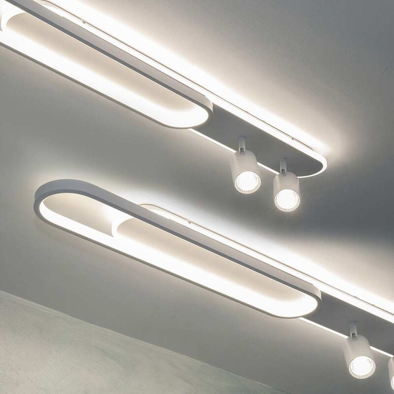 Plafoniera lampada da soffitto a led 50 watt 2 faretti spot orientabili  gu10 luce fredda 6500k