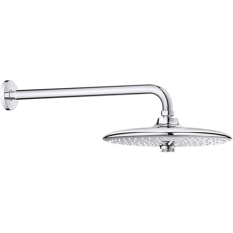 Soffione doccia satinato 25 cm in acciaio inox con supporto