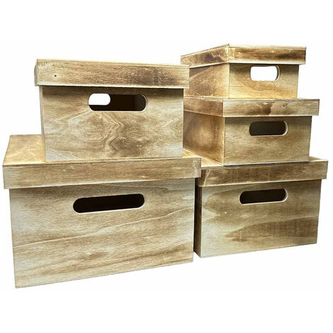 Creative Deco Scatola in Legno con Coperchio e Aperture | 40 x 30 x 14cm