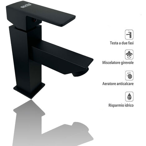 Set Rubinetti Lavabo, Bidet, Doccia Deviatore Nero Opaco - TIMEA