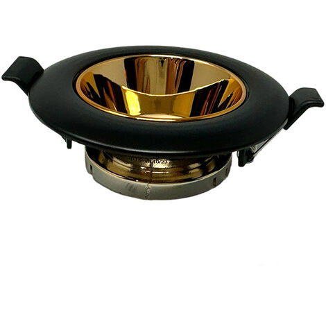 Portafaretto tondo plafoniera incasso soffitto nero dorato