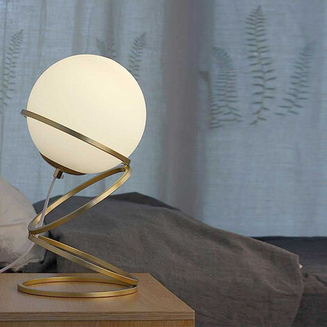 Lampada Da Tavolo Rotonda In Vetro E Metallo Dorato Con Portalampada G9 - Moderna Per Comodino, Camera Da Letto E Soggiorno