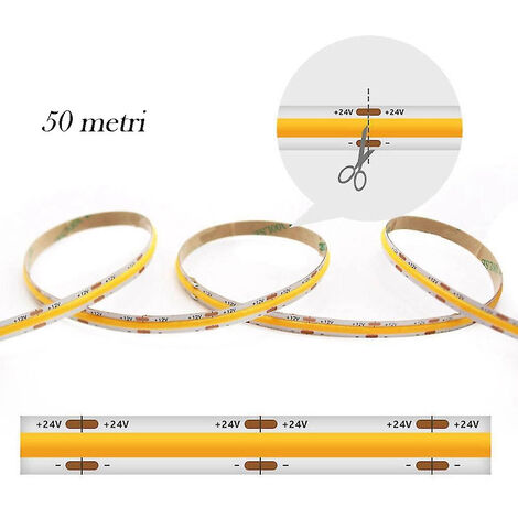 Striscia LED COB 50 Metri - 24V, 600W, 4000K Luce Naturale, Per Interni, Flessibile - Foto 2