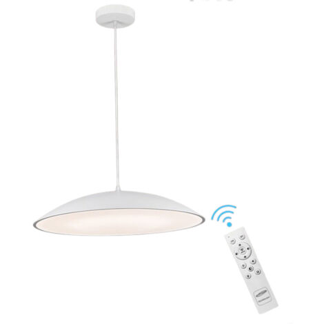 Lampadario a led a sospensione 46 watt 3 colorazione di luce dimmerabile con telecomando lampada da cucina soggiorno bianco (1/5)