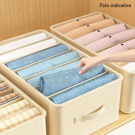 Baesyhom 6 organizer per guardaroba di grandi dimensioni, 6 griglie per pantaloni, jeans, maglioni, magliette, cappotti sottili, vestiti, impilabili, contenitori portaoggetti con manici robusti