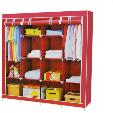Guardaroba in Tessuto salvaspazio per Campeggio Organizer Armadio con Zip e scaffali 170x170x45 cm vari colori (1/5)