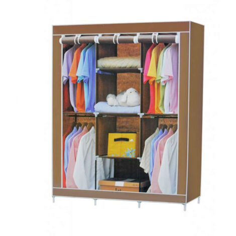 Guardaroba in Tessuto salvaspazio per Campeggio Organizer Armadio con Zip e scaffali 130x175x45 cm vari colori
