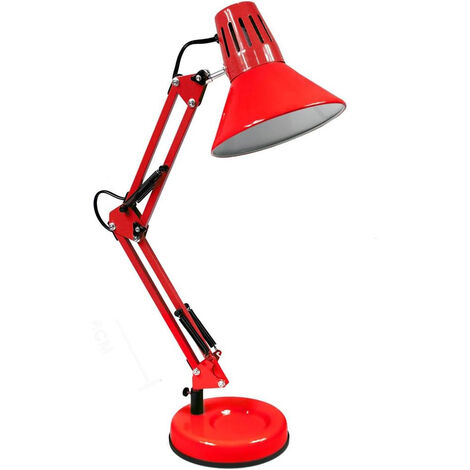 Lampada da scrivania con braccio snodabile luce da tavolo in metallo orientabile con morsetto incluso attacco per lampadine E27 rossa (1/4)