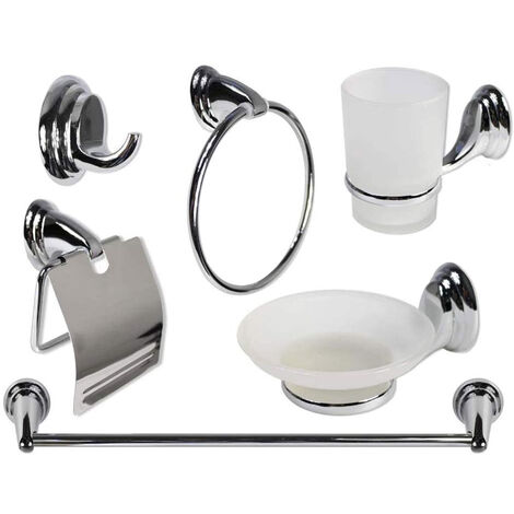 Set 5 pezzi accessori bagno Bianco Opaco in acciaio inox