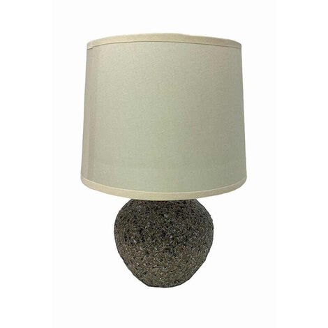 Lume in ceramica moderno lumetto da comodino con base effetto marmo abat  jour lampada da tavolo paralume attacco e14 Beigie