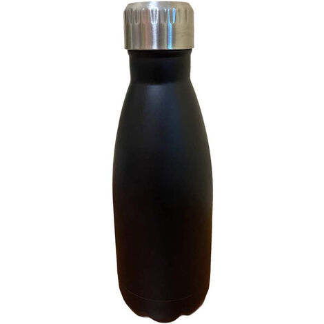 Borraccia termica nera in acciaio inox con tappo ermetico bottiglia caldo  freddo thermos chiusura ermetica 500
