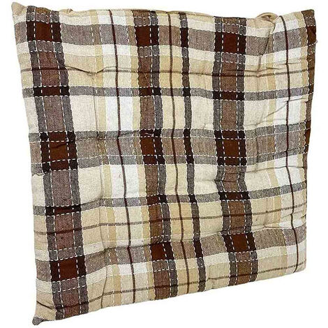Cuscino per sedie da cucina cuscini imbottiti in cotone a quadri marrone  40x40 cm