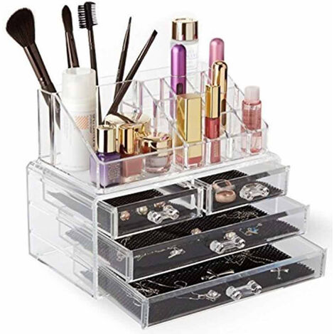 Scatola Organizer Per Collane CLUQMEIK Con 3 Cassetti Trasparenti, Antipolvere, Impilabile, Per Gioielli E Ciondoli - 3