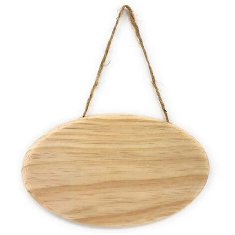Targhetta in legno 2 pezzi con corda in canapa da appendere targa personalizzabile con decoupage pittura appendino per porta Ovale 15X10X1 cm (1/3)