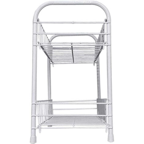 Mobiletto in Metallo portaoggetti con Due Ripiani scompartimenti Bianco scaffale Organizer Porta Oggetti 32x36 cm