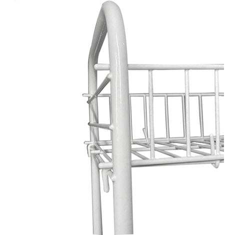 Mobiletto in Metallo portaoggetti con Due Ripiani scompartimenti Bianco scaffale Organizer Porta Oggetti 32x36 cm