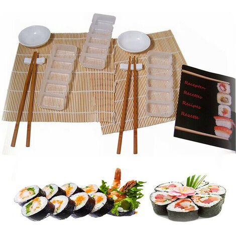 Set sushi per 2 persone 9 pezzi ciotole in ceramica stampi tovaglietta set  per aperitivo