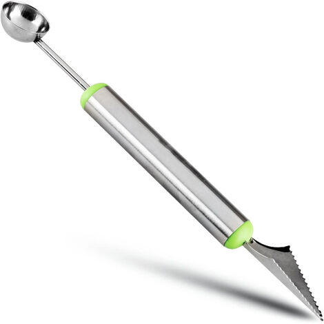 Vetrineinrete® Scavino Per Frutta Doppia Testa Con Coltello - Utensile Per Decorare E Creare Palline Di Melone, 19 Cm - 4