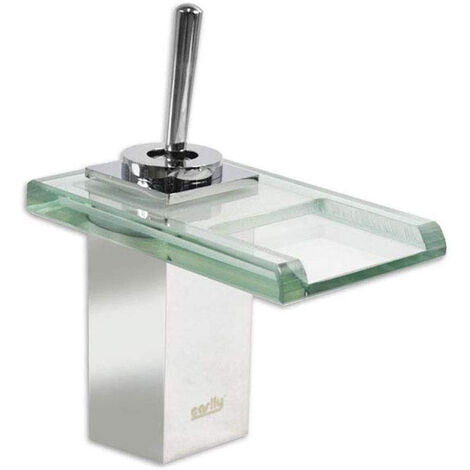 Rubinetto A Cascata DP Bath In Vetro Bambú - Design Moderno, Argento - Foto 4