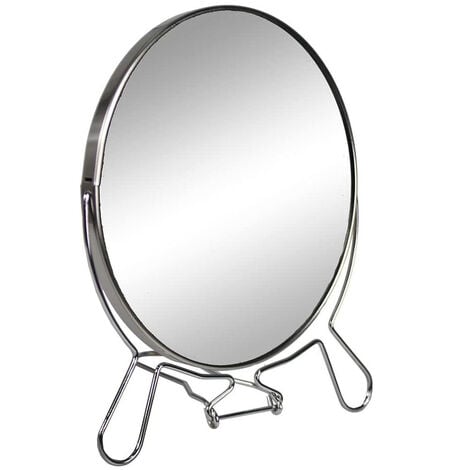 Specchio cosmetico da Trucco con Zoom Regolabile Specchio di ingrandimento  Portatile per Barba rasatura Girevole da Tavolo ø 19 cm in Acciaio Cromato