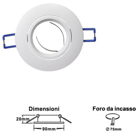 Kit 10 Porta faretto ad incasso quadrato per cartongesso a