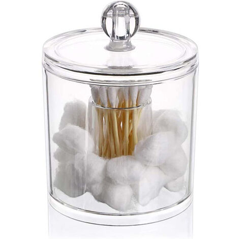 2 contenitori in plastica trasparente per cotton fioc, antipolvere e a