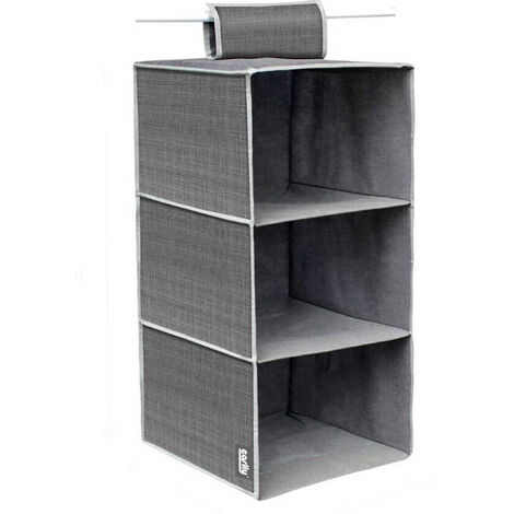 Organizer per armadio con 3 scomparti ripiani in tessuto portaoggetti contenitore pieghevole richiudibile salvaspazio porta oggetti portatile 30x30x60 cm